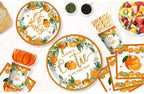 279 PCS A Little Cutie Is On The Way Decorations, All-in-One Orange Baby Shower Party Pack With Balloon, Backdrop, Plates and Napkins
