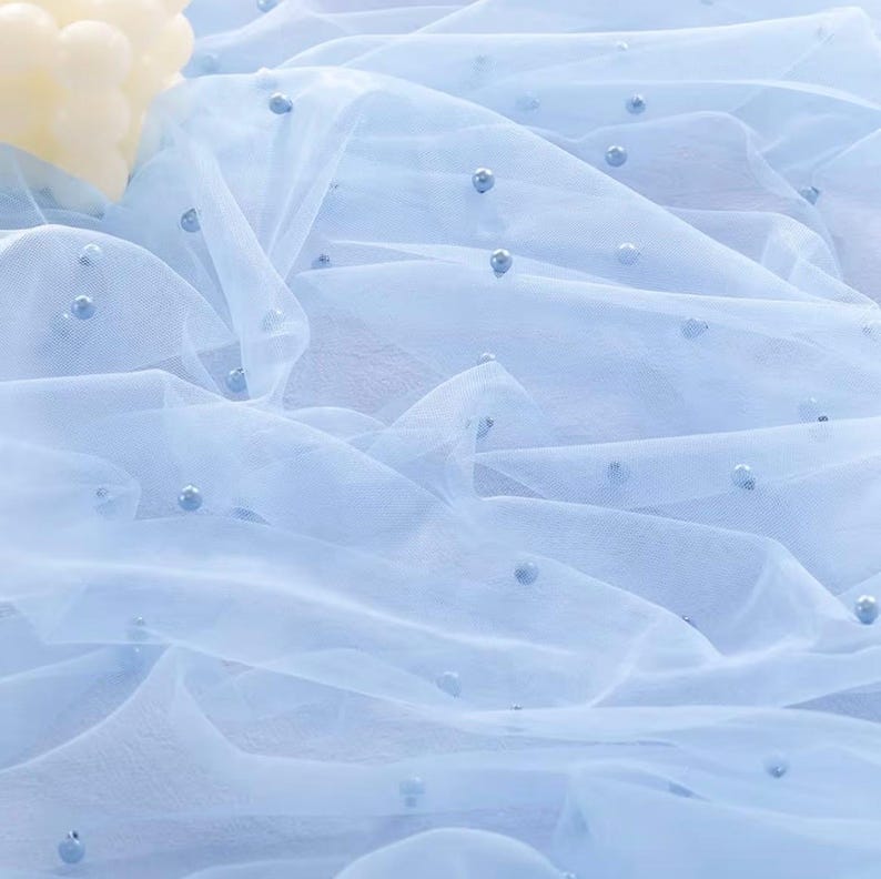 Pearl Table Runner Tulle Blue Summer Cheesecloth 10FT Gauze Cheese Cloth Sheer Chiffon Dining Wedding Birthday Party Baby Shower Bridal