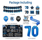 Back in 1956 Birthday Decorations for Men, Black Blue 70th Birthday Party Supplies, Back in 1956 Poster Backdrop Banner, Sash,  70 Years Old