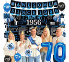 Back in 1956 Birthday Decorations for Men, Black Blue 70th Birthday Party Supplies, Back in 1956 Poster Backdrop Banner, Sash,  70 Years Old