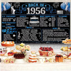 Back in 1956 Birthday Decorations for Men, Black Blue 70th Birthday Party Supplies, Back in 1956 Poster Backdrop Banner, Sash,  70 Years Old