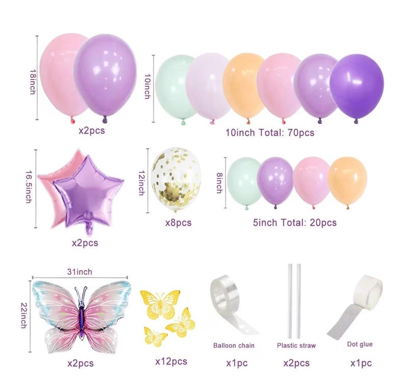 Pink and Purple Butterfly Balloon Arch Garland Kit, Big Butterfly Decorations,Birthday Baby Shower Wedding Fiesta Party Decorations for Girl