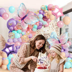 Pink and Purple Butterfly Balloon Arch Garland Kit, Big Butterfly Decorations,Birthday Baby Shower Wedding Fiesta Party Decorations for Girl