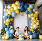 Dusty Blue Yellow Balloon Arch Kit Double Stuffed Dark Pastel Blue Light Yellow Pearl Balloon Garland for Birthday Bridal  Baby Shower