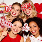 161 Pcs Lucky in Love Bachelorette Decorations, Complete One-Stop Red Bachelorette Party Supplies With Banner, Balloon, Fringe Curtains