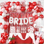 161 Pcs Lucky in Love Bachelorette Decorations, Complete One-Stop Red Bachelorette Party Supplies With Banner, Balloon, Fringe Curtains