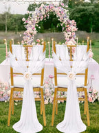 White Wedding Chair Sashes 16 Pack Long Tulle Chair Decorations for Ceremony Reception Bridal Shower Event Decor