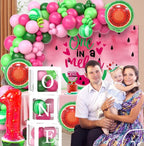 One In A Melon Party Decorations, Watermelon 1st Birthday Decorations Girl, ONE Balloon Boxes, Backdrop, Watermelon Balloon Arch First Bday