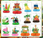 Hawaiian Luau Party Decorations Set: Aloha Theme Table Decoration with Luau Honeycomb Centerpiece for Tiki and Luau Hawaiian Party Supplies