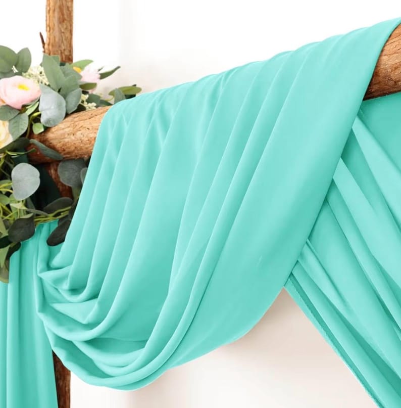 Wedding Arch Draping Fabric 30'' x 18FT Sheer Chiffon Arch Drape Backdrop 1 Panel Teal Drape for Summer Wedding Bridal Shower Baby Shower