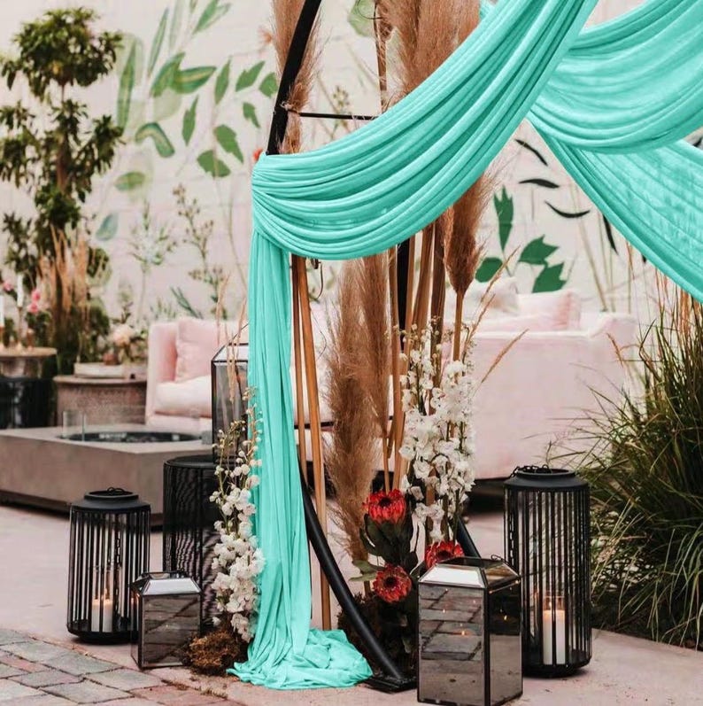 Wedding Arch Draping Fabric 30'' x 18FT Sheer Chiffon Arch Drape Backdrop 1 Panel Teal Drape for Summer Wedding Bridal Shower Baby Shower