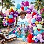 Pink Blue Purple Balloon Arch Double Stuffed Baby Blue Lavender Red Balloons Pastel Lilac Pink Gold  Balloon Garland Kit for Fairy Tea Party