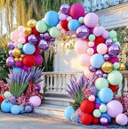 Pink Blue Purple Balloon Arch Double Stuffed Baby Blue Lavender Red Balloons Pastel Lilac Pink Gold  Balloon Garland Kit for Fairy Tea Party