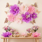 22Pcs 3 Sizes Large Butterfly Party Decorations 3D Giant Pastel Flowers Decors 2 Layer Paper Butterfly 12" 10" 8" Paper Flowers for Birthday