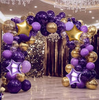 Dusty Purple and Gold Balloon Garland Arch Kit, 160Pcs Dusty Purple Light Purple Gold Latex Balloons with Star Foil Balloons for Graduation