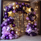 Dusty Purple and Gold Balloon Garland Arch Kit, 160Pcs Dusty Purple Light Purple Gold Latex Balloons with Star Foil Balloons for Graduation