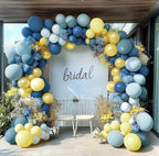 Dusty Blue Yellow Balloon Arch Kit Double Stuffed Dark Pastel Blue Light Yellow Pearl Balloon Garland for Birthday Bridal  Baby Shower