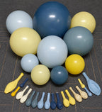 Dusty Blue Yellow Balloon Arch Kit Double Stuffed Dark Pastel Blue Light Yellow Pearl Balloon Garland for Birthday Bridal  Baby Shower