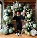 Emerald Green Gold Balloons Dark Green Silver Gold Balloon Arch Dusty Green Balloon Garland Kit for Graduation Birthday Wedding Anniversary