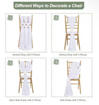 White Wedding Chair Sashes 16 Pack Long Tulle Chair Decorations for Ceremony Reception Bridal Shower Event Decor