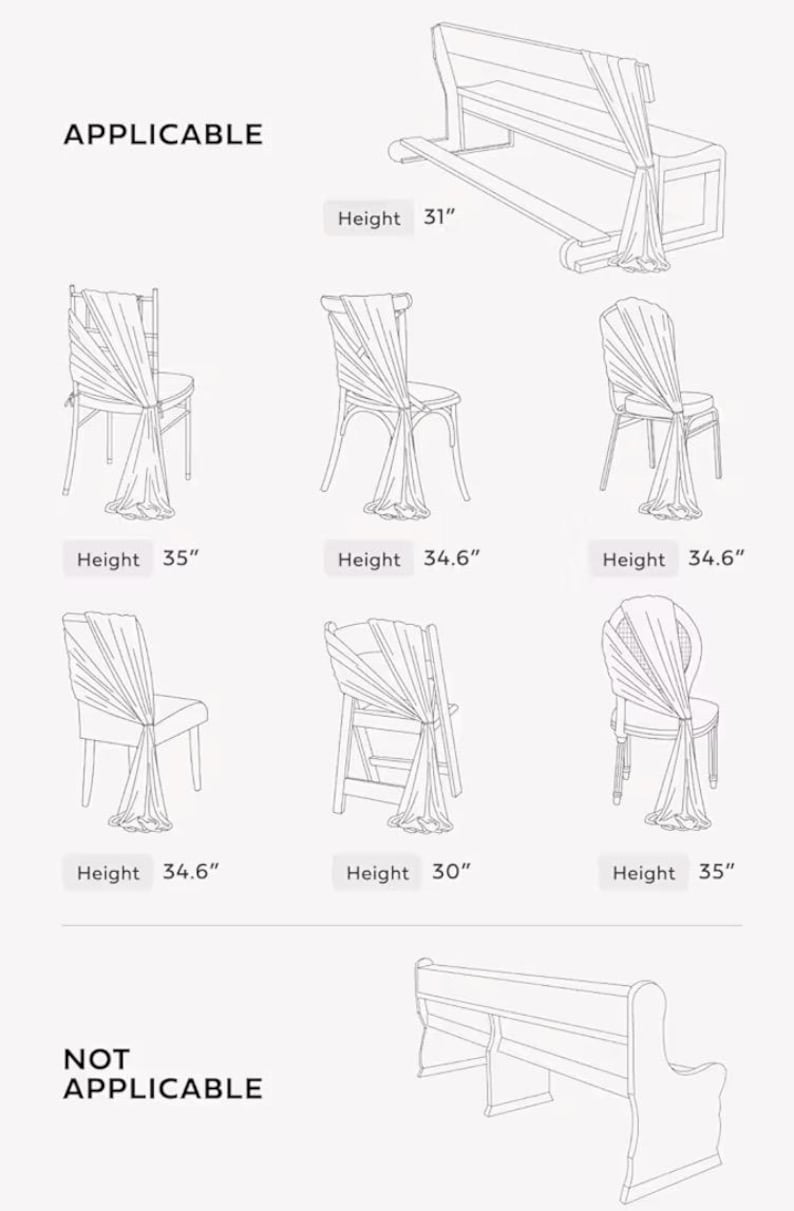 Wedding Chair Sashes Cover Aisle Decorations Draping Fabric Wrinkle-Free with Tie 16 Pcs Dusty Blue & Navy for Party Ceremony Reception