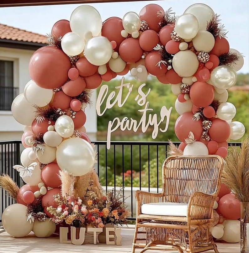 Dusty Pink Balloon Garland Double Stuffed Mauve Pink Balloons Pearl White Sand Balloon Arch Kit for Bridal Shower Birthday Wedding