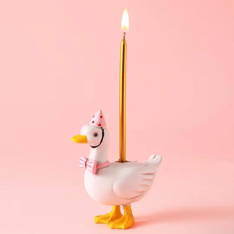 Silly Goose Cake Candle Holders with Birthday Candle One Birthday Party Supplies Mini Cute Cake Topper Stand Candlestick for Kids Party