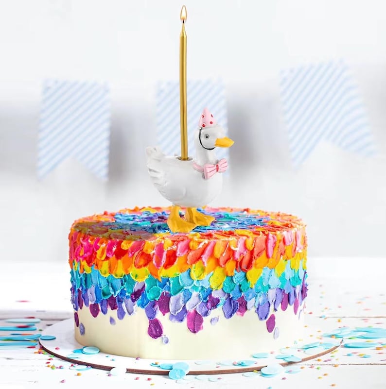 Silly Goose Cake Candle Holders with Birthday Candle One Birthday Party Supplies Mini Cute Cake Topper Stand Candlestick for Kids Party