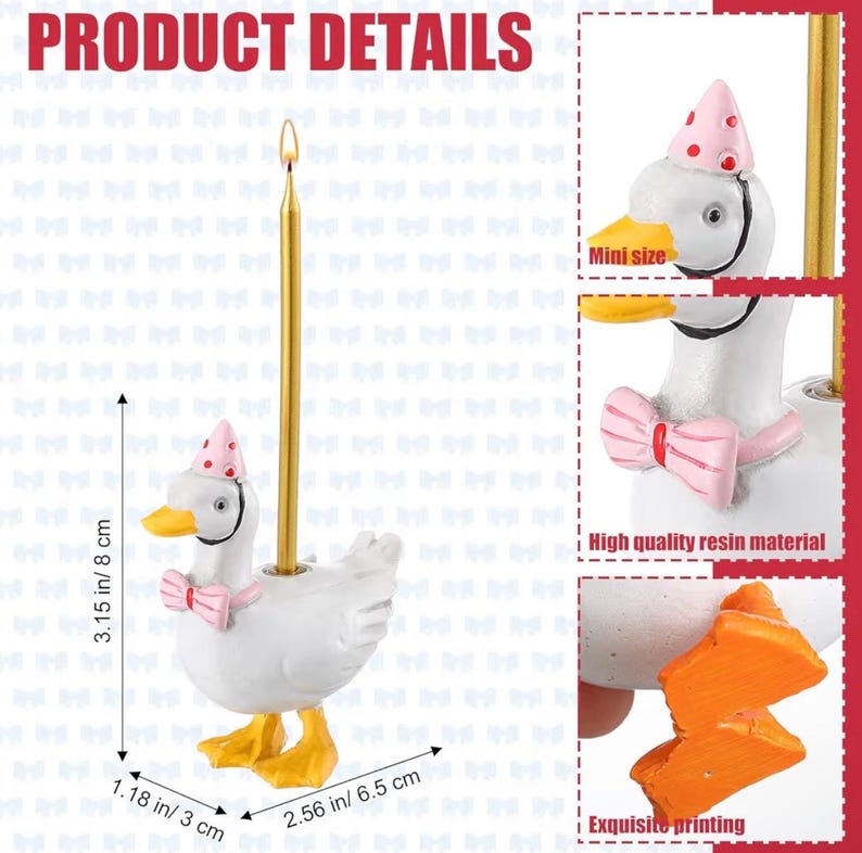 Silly Goose Cake Candle Holders with Birthday Candle One Birthday Party Supplies Mini Cute Cake Topper Stand Candlestick for Kids Party
