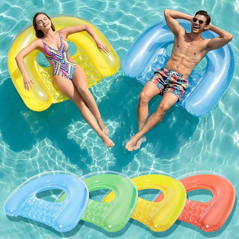 4 Pack Pool Floats Adult, PuppyuWill Pool Float Chairs, 52" X 38" X-Large Size, Dopamine Colors, Drifter, Chair, Hammock 3-in-1 Inflatable
