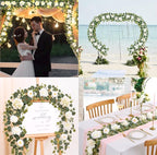 6 Ft Flower Garland with Lights, White Rose Floral Garland Fake Flowers for Wedding Arch Party Tables Backdrop Decor