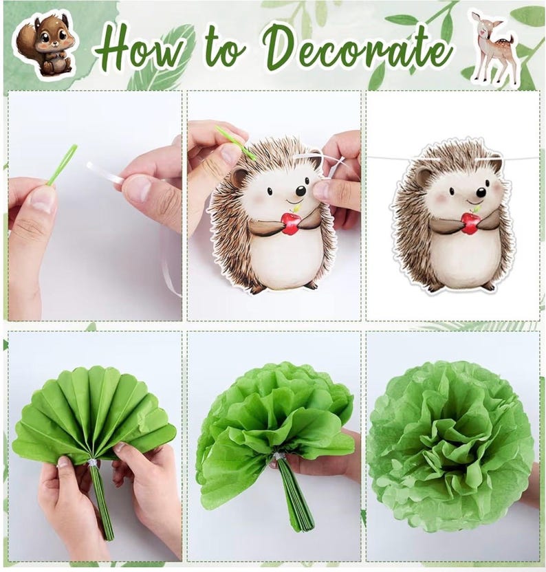 Woodland Baby Shower Decorations 14 Pcs Baby Shower Decorations with Welcome Baby Banners Paper Lantern Paper Flower Pom Poms Indoor & Outdo