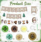 Woodland Baby Shower Decorations 14 Pcs Baby Shower Decorations with Welcome Baby Banners Paper Lantern Paper Flower Pom Poms Indoor & Outdo