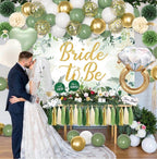 Bridal Shower Decorations, Sage Green Bachelorette Party Decorations Bride to Be Banner Backdrop Sash Veil Confetti Foil Balloons Tassel