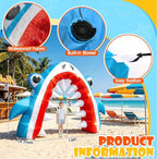 13×8 FT Summer Shark Inflatable Arch Decoration, Giant Outdoor Ocean Theme Blow Up with Built-in 6 LED Lights and 1 Blower for Summer Yard