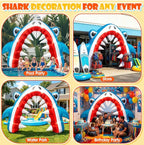 13×8 FT Summer Shark Inflatable Arch Decoration, Giant Outdoor Ocean Theme Blow Up with Built-in 6 LED Lights and 1 Blower for Summer Yard