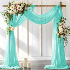 Wedding Arch Draping Fabric 30'' x 18FT Sheer Chiffon Arch Drape Backdrop 1 Panel Teal Drape for Summer Wedding Bridal Shower Baby Shower