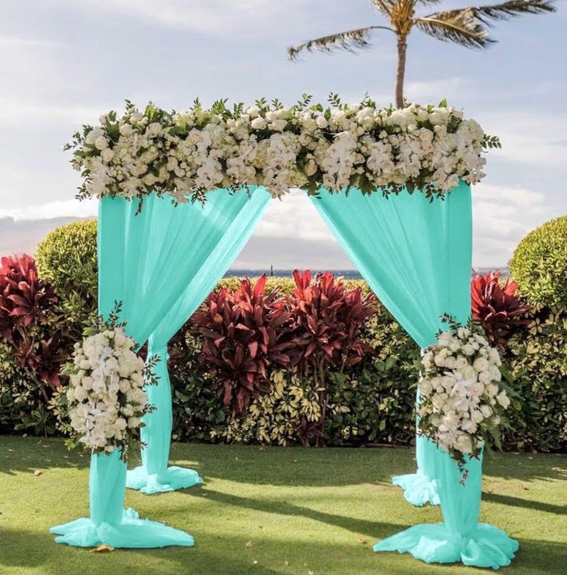 Wedding Arch Draping Fabric 30'' x 18FT Sheer Chiffon Arch Drape Backdrop 1 Panel Teal Drape for Summer Wedding Bridal Shower Baby Shower