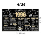 Large 30th Birthday Banner Backdrop Decorations for Men Women, Black Gold Back in 1996 Happy 30 Bday Sign Party Supplies, Thirty Birthday