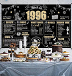 Large 30th Birthday Banner Backdrop Decorations for Men Women, Black Gold Back in 1996 Happy 30 Bday Sign Party Supplies, Thirty Birthday