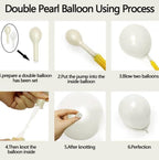 Pearl White Balloons Double Stuffed Latex Pastel White Balloon Garland Different Sizes 18/12/5in Cream Balloon Arch Kit for Wedding Bridal