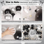 Black Silver Disco Ball Balloon Garland Kit, Disco Theme Party Decorations, Silver Black Balloon Arch, Let’s Party Backdrop Decor, Birthday