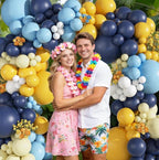 149Pcs Blue and Yellow Balloon Garland Kit Different Sizes 18 12 10 5Inch, 6Pcs 18” White Latex Balloons for Summer Tropical Lemon Party