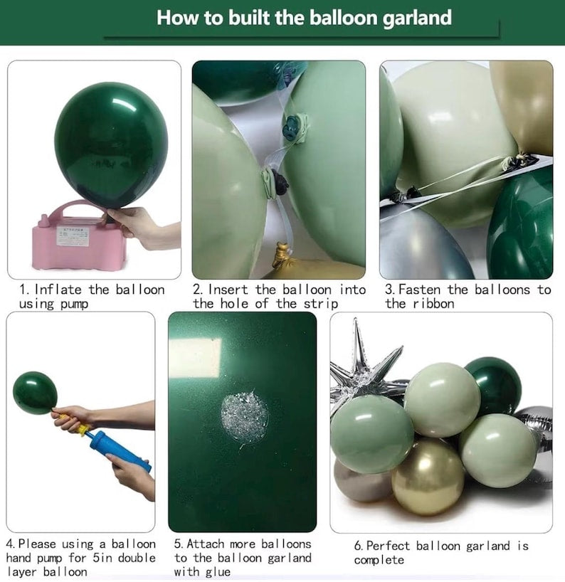 Emerald Green Gold Balloons Dark Green Silver Gold Balloon Arch Dusty Green Balloon Garland Kit for Graduation Birthday Wedding Anniversary