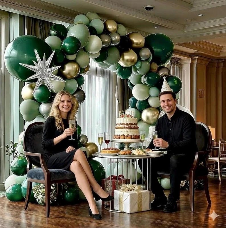 Emerald Green Gold Balloons Dark Green Silver Gold Balloon Arch Dusty Green Balloon Garland Kit for Graduation Birthday Wedding Anniversary