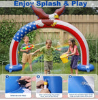 8.5 x 6.2 Ft Outdoor Sprinkler for Kids Age 3-7 Years Old - 250th Anniversary Eagle Arch Inflatable Kid Sprinklers for Yard - Water Park