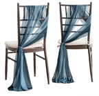 Wedding Chair Sashes Cover Aisle Decorations Draping Fabric Wrinkle-Free with Tie 16 Pcs Dusty Blue & Navy for Party Ceremony Reception
