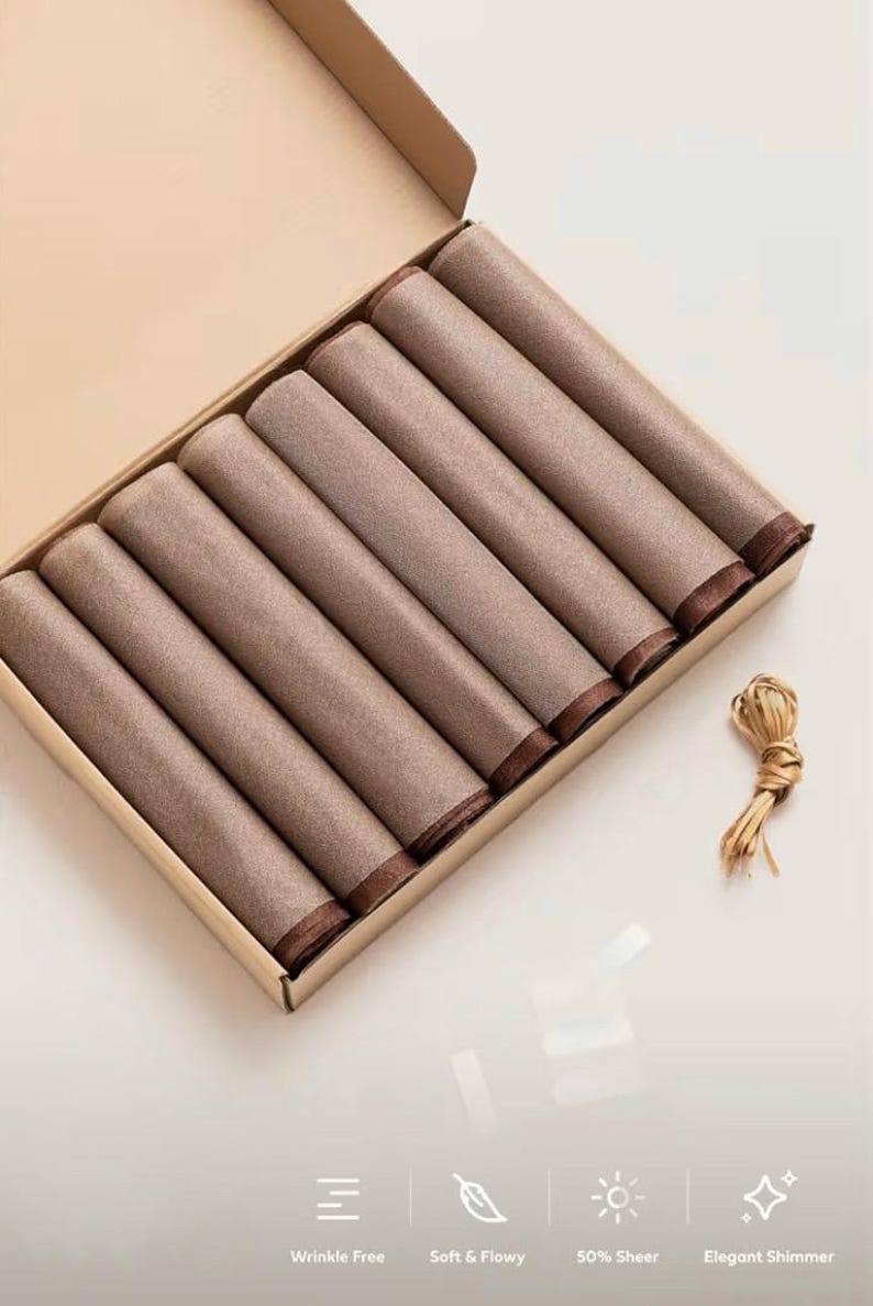 Wedding Chiffon Chair Sashes Cover Aisle Decorations Draping Fabric Wrinkle-Free with Tie 16 Pcs Cappuccino & Brown for Party Ceremony