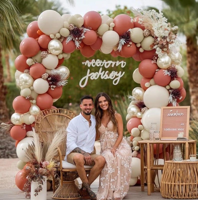 Dusty Pink Balloon Garland Double Stuffed Mauve Pink Balloons Pearl White Sand Balloon Arch Kit for Bridal Shower Birthday Wedding