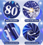 Blue 80th Birthday Decorations for Men Women, Navy Blue Silver Happy 80th Birthday Yard Banner and Balloons for Men Women 80 Years Old Party